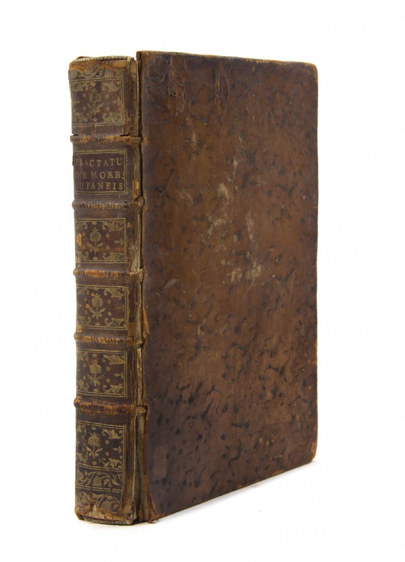 (ANATOMY) LORRY, CHARLES. Paris, 1777. First ed.: (ANATOMY) LORRY, CHARLES Tractatus de morbis cutaneis. Paris: P. Guillelmum Cavelier, 1777. Folio, contemporary mottled calf, gilt-tooling and gilt-lettered red leather label to spine, marbled endpape