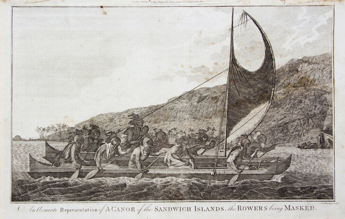 (HAWAII. COOK, JAMES) A group of 6 plates.: (HAWAII. COOK, JAMES) A group of six engraved plates of Hawaiians and Hawaii from Cook's Voyages, comprising Habitations and People of the Island of Atooi; Tereoboo, King og Owyhee, bringing Presents 