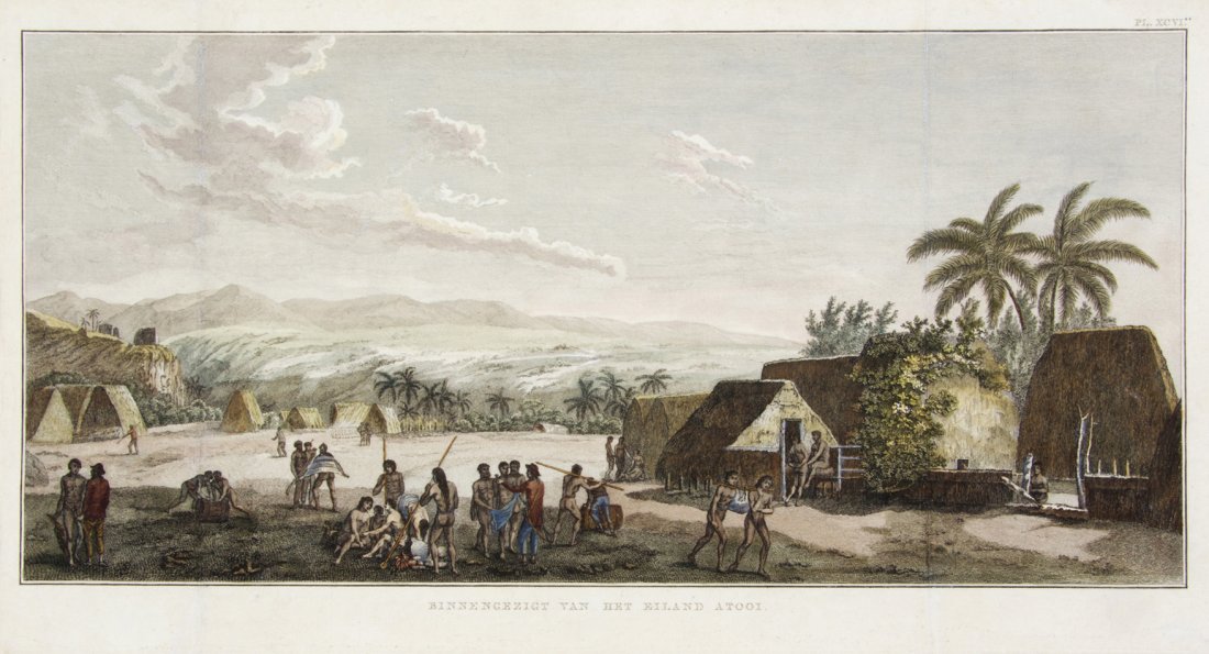 (HAWAII. COOK, JAMES) A group of 6 plates.: (HAWAII. COOK, JAMES) A collection of six engraved plates of Hawaii and Hawaiians from Cook's Voyages, comprising View of Karakakooa Bay in Owhyhee Where Capt. Cook was Killed, (with what is likely th