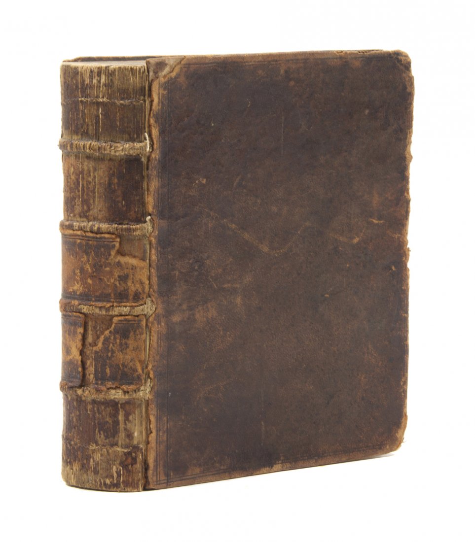 (GERMANTOWN IMPRINT) EVERARD, JOHN, 1757.: (GERMANTOWN IMPRINT) EVERARD, JOHN Some Gospel Treasures. Germantown: Christopher Sower, 1757. 2 parts in one. 8vo, full contemporary calf. Spine deteriorated; loss at edges of boards; hinges cracked;