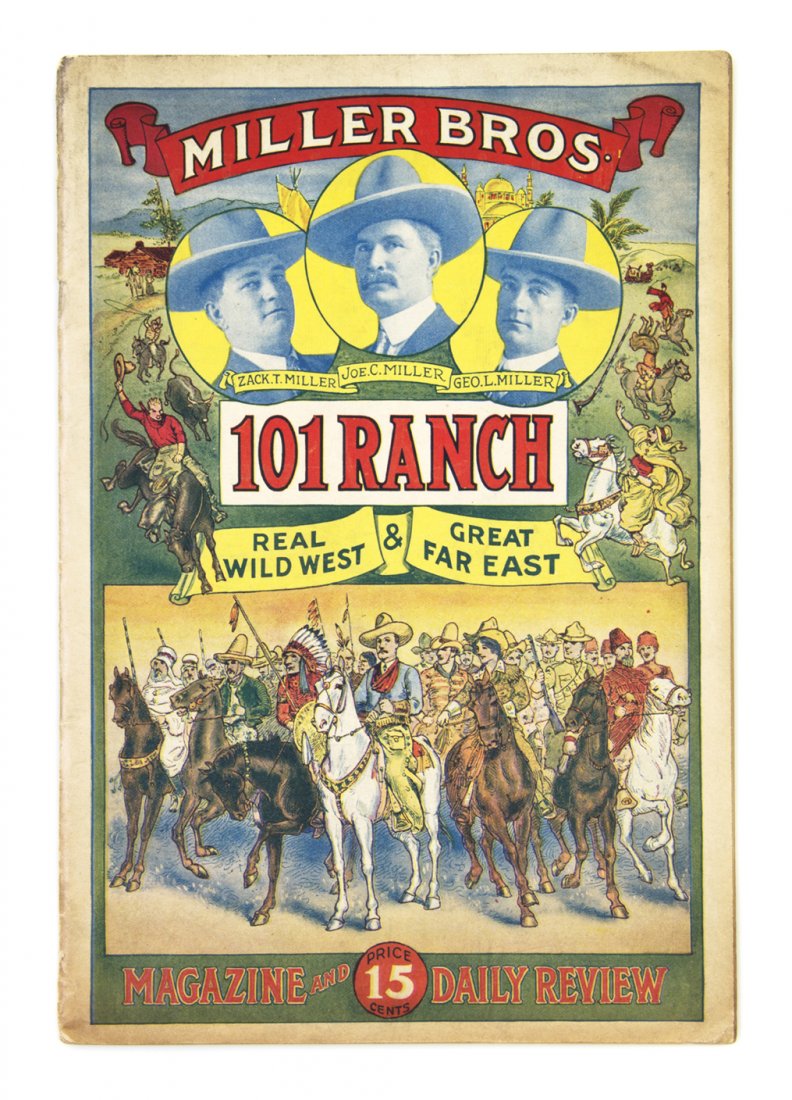 (CODY, WILLIAM F.) Promotional materials.: (CODY, WILLIAM F.) A collection of promotional materials, including a GAR program, a 10-cent pictorial, 8 post cards, 3 framed pictures and a Miller 101 Ranch program.