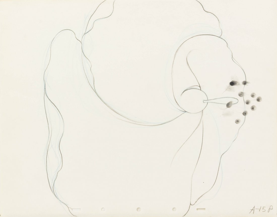 (WALT DISNEY) FANTASIA. An original model drawing: (WALT DISNEY) FANTASIA An original model drawing, pencil on animation paper, of a Dancing Flower from the "Dance of the Flowers" sequence of Disney's Fantasia, 1940.