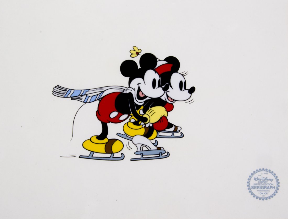 (WALT DISNEY) MICKEY MOUSE. A group of serigraphs.: (WALT DISNEY) MICKEY MOUSE A group of limited edition serigraphs of Mickey and Minnie Mouse ice skating. 10 3/4 x 14 inches each.