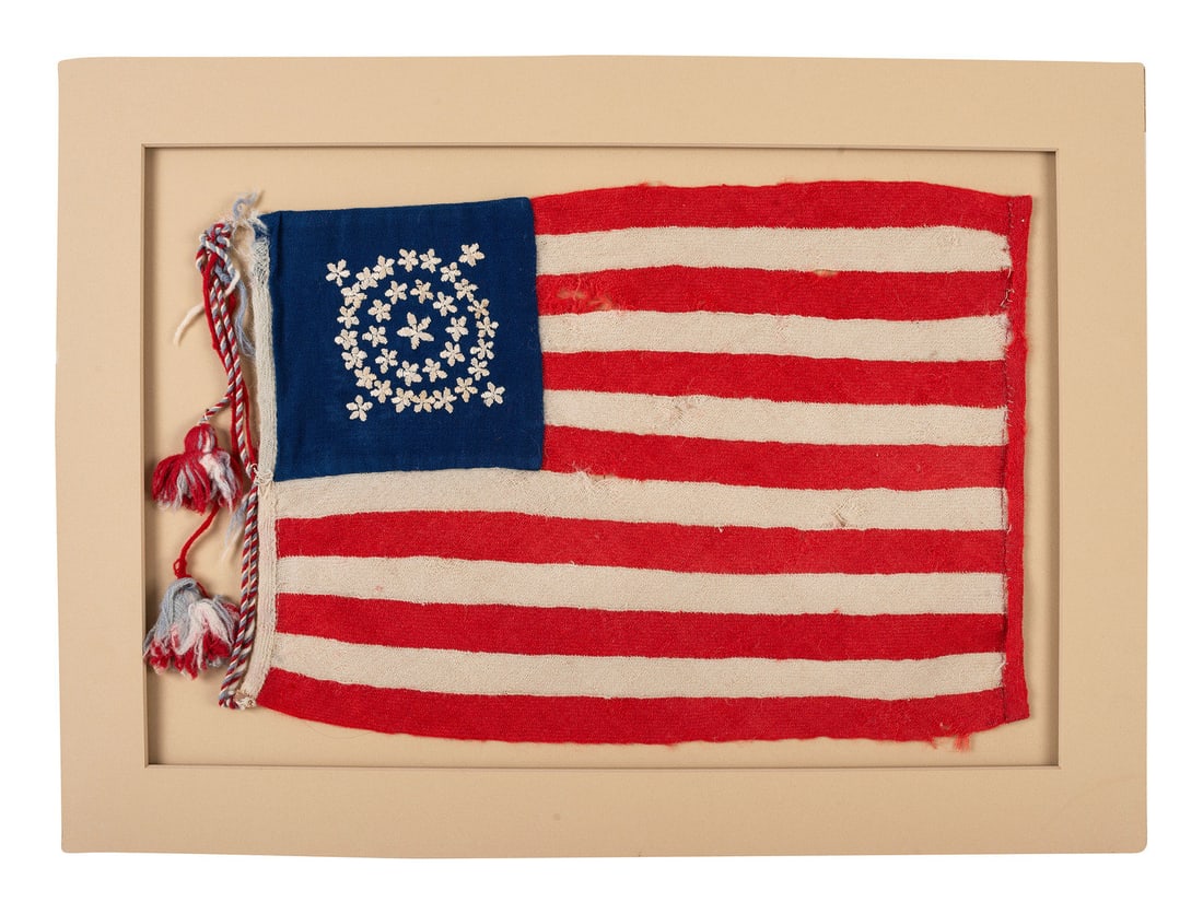 [CIVIL WAR]. 35-star American parade flag with "Double Wreath" star pattern. 1876. (1 of 2)