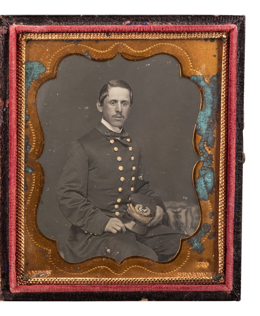 [MILITARIA - EARLY PHOTOGRAPHY]. ANSON, photographer. Sixth plate daguerreotype of a young naval (1 of 3)