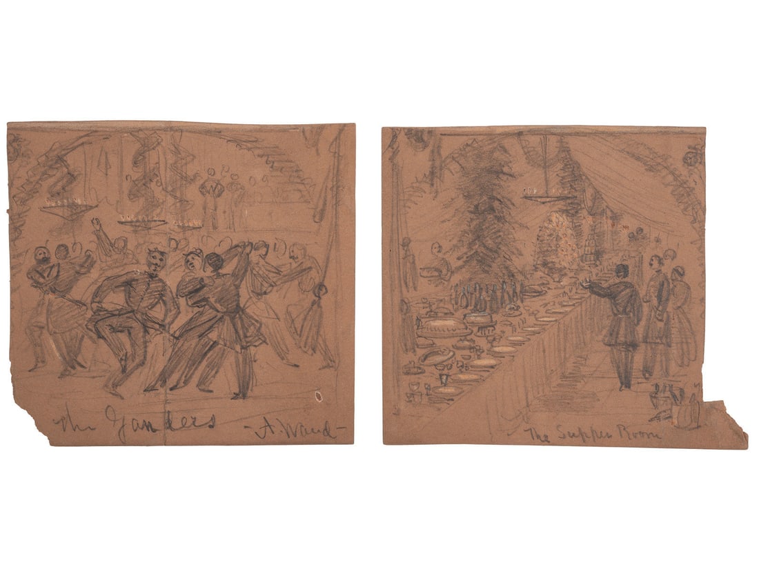 [CIVIL WAR]. WAUD, Alfred R. (1828-1891), artist. A group of 2 Civil War-period sketches of the (1 of 2)