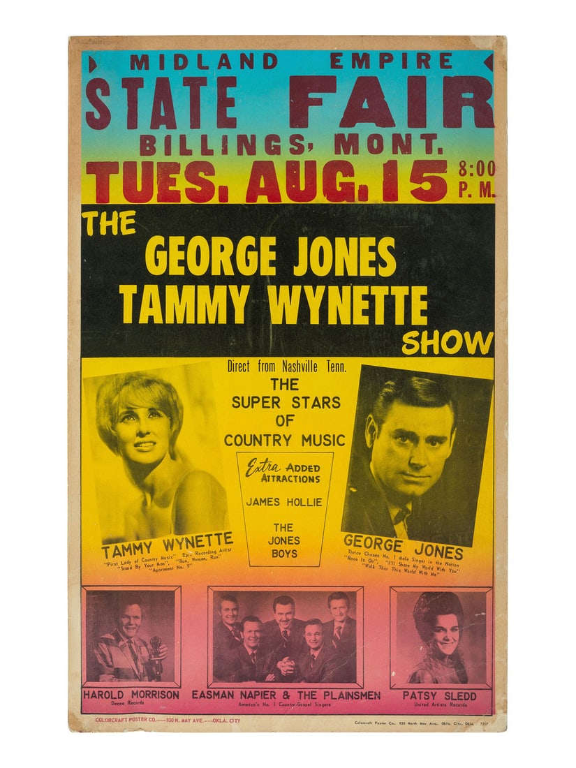 [MUSIC]. Poster promoting the George Jones and Tammy Wynette Show at the State Fair in Billings, (1 of 2)