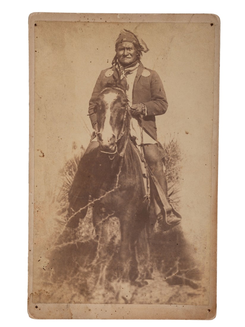 [NATIVE AMERICANS]. FLY, C.S. (1849-1901), photographer. Geronimo, the Apache Chief, as taken before (1 of 2)