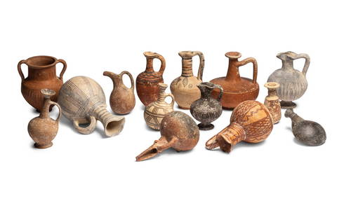 Fourteen Cypriot Redware and Other Vessels: Fourteen Cypriot Redware and Other Vessels Middle Bronze Age-Hellenistic Period, 2000-50 B.C. Height of tallest 7 3/8 inches (18.73 cm). Property from the Virginia Museum of Fine Arts, sold to benefit