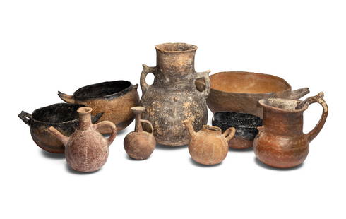 Nine Cypriot Redware Vessels: Nine Cypriot Redware Vessels Bronze Age, 2700-1650 B.C. Height of tallest 9 7/8 inches (25.08 cm). Property from the Virginia Museum of Fine Arts, sold to benefit future acquisitions Provenance: A Cyp