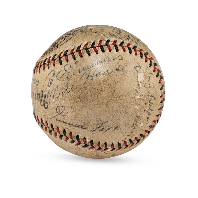A 1932 Philadelphia Athletics Team Signed Autograph Baseball Featuring Jimmie Foxx, Eddie Collins, C (1 of 7)