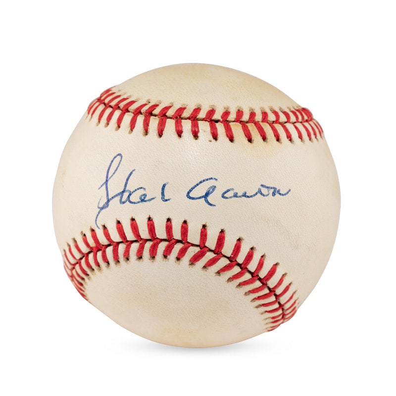 A Hank Aaron Single Signed Autograph Baseball (Beckett Authentication Services Letter of Authenticit (1 of 2)