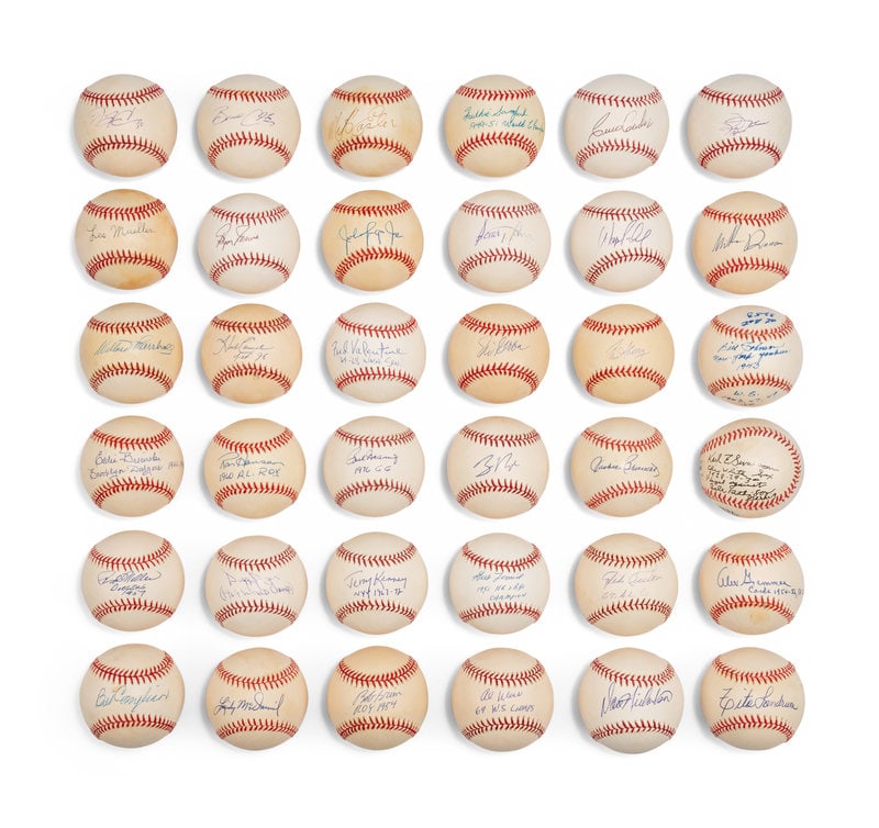 Bases Loaded Signed Autograph Baseball Group No. 58: Bases Loaded Signed Autograph Baseball Group No. 58 Including Freddie Sanford, Byron Browne, Joe Thurston, Les Mueller, Brad Clontz, Julio Lugo, Cisco Carlos, Wayne Rosenthal, Joe Nathan, Santiago Ros