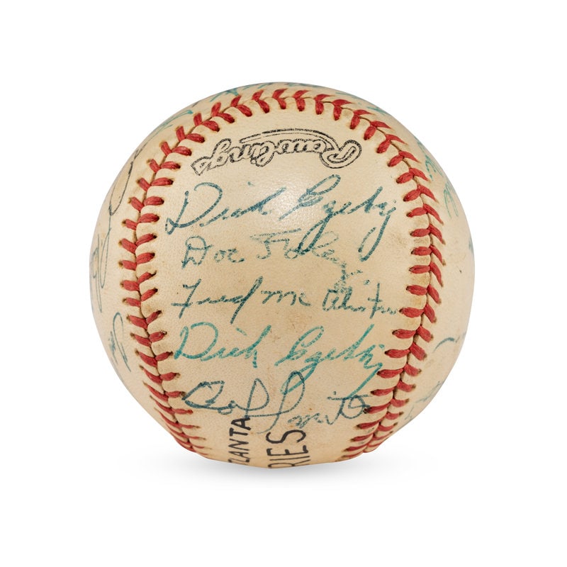 A 1956 Houston Buffs/Atlanta Crackers Multi Signed Baseball (JSA Letter of Authenticity) (1 of 7)