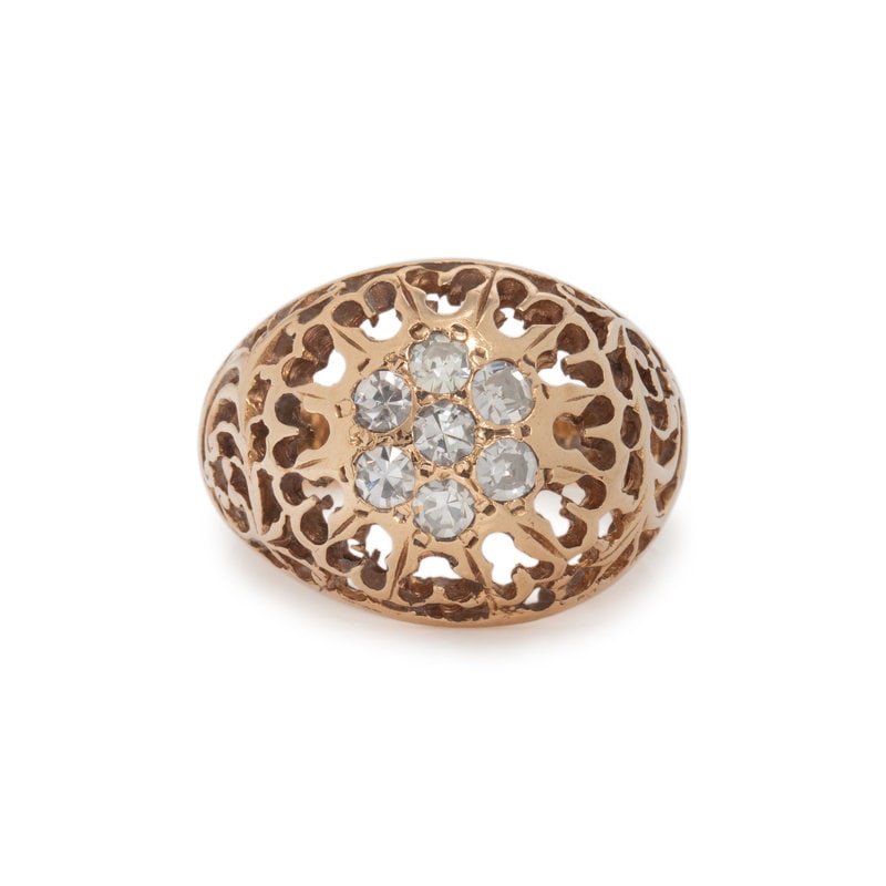 YELLOW GOLD AND DIAMOND RING: YELLOW GOLD AND DIAMOND RING Single cut diamonds and 14 karat yellow gold. Ring size 7 1/2. Stamp: 14K. Gross weight: 4.00 dwt. This lot is located in Chicago. Propert
