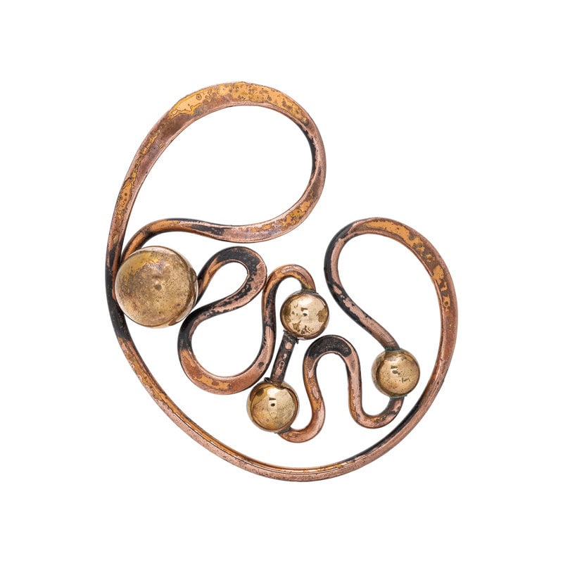 ART SMITH, MODERNIST, BRASS AND COPPER BROOCH (1 of 2)