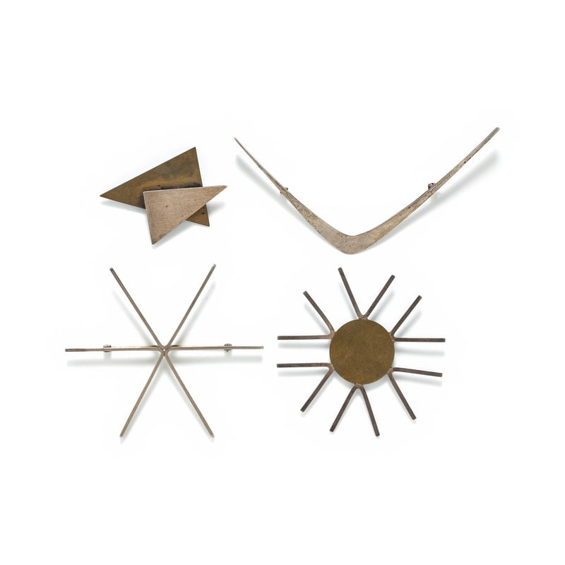 BETTY COOKE, MODERNIST, COLLECTION OF MIXED METAL BROOCHES (1 of 2)