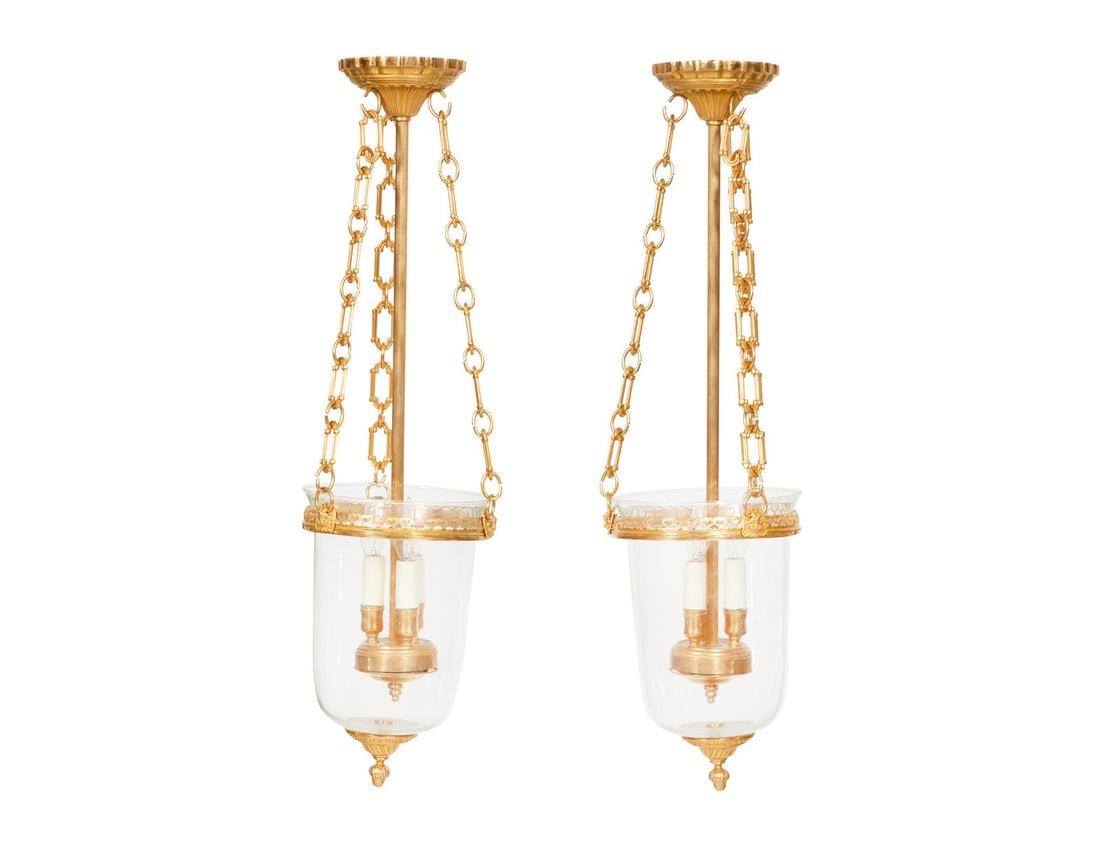 A Pair of French Gilt Metal and Glass Lanterns (1 of 6)