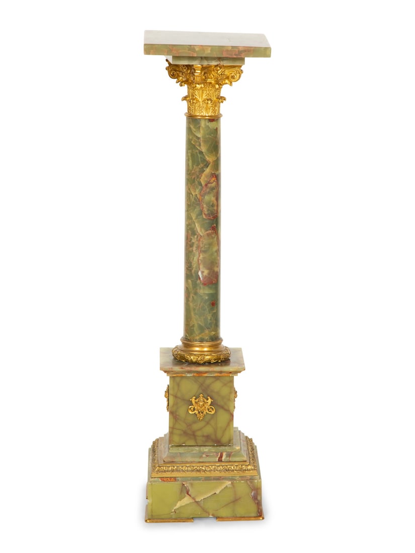 An Empire Style Gilt Bronze Mounted Green Onyx Pedestal (1 of 4)