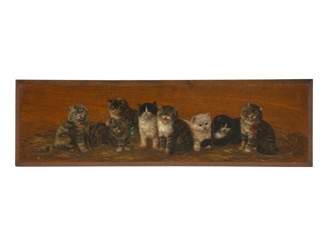 Bessie Bamber (British, Fl. 1900-1910) A Row of Eight Kittens, 1911 (1 of 4)