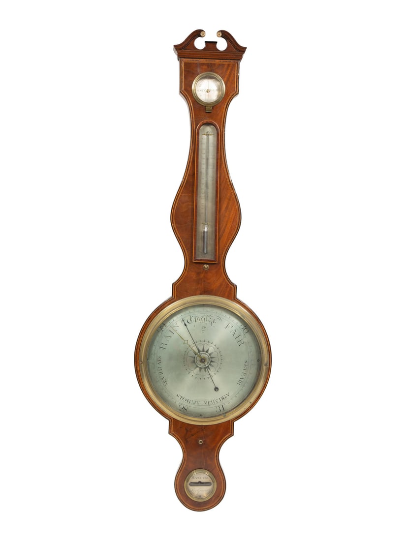 A Regency Crossbanded Mahogany Wheel Barometer (1 of 4)