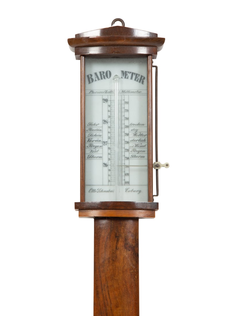A Continental Burl Walnut Stick Barometer (1 of 3)