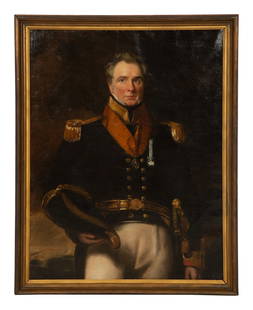 Follower of Sir William Beechey (British, 1753-1839) Portrait of British Admiral Wilson Gayle: Follower of Sir William Beechey (British, 1753-1839) Portrait of British Admiral Wilson Gayle Braddyl oil on canvas 47 1/2 x 37 inches. Provenance: Carl Bach and Assoc., 1986 (labeled verso)