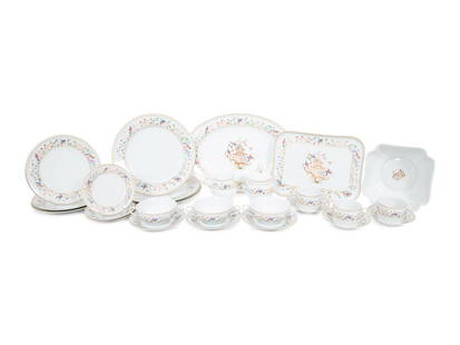 An Extensive Limoges for Tiffany and Co. Porcelain Dinner Service: An Extensive Limoges for Tiffany and Co. Porcelain Dinner Service Circa 1990-2009 Audubon pattern, comprising: 24 dinner plates, diameter 10 3/4 inches 12 salad plates 12 Accent salad plates 12 bread