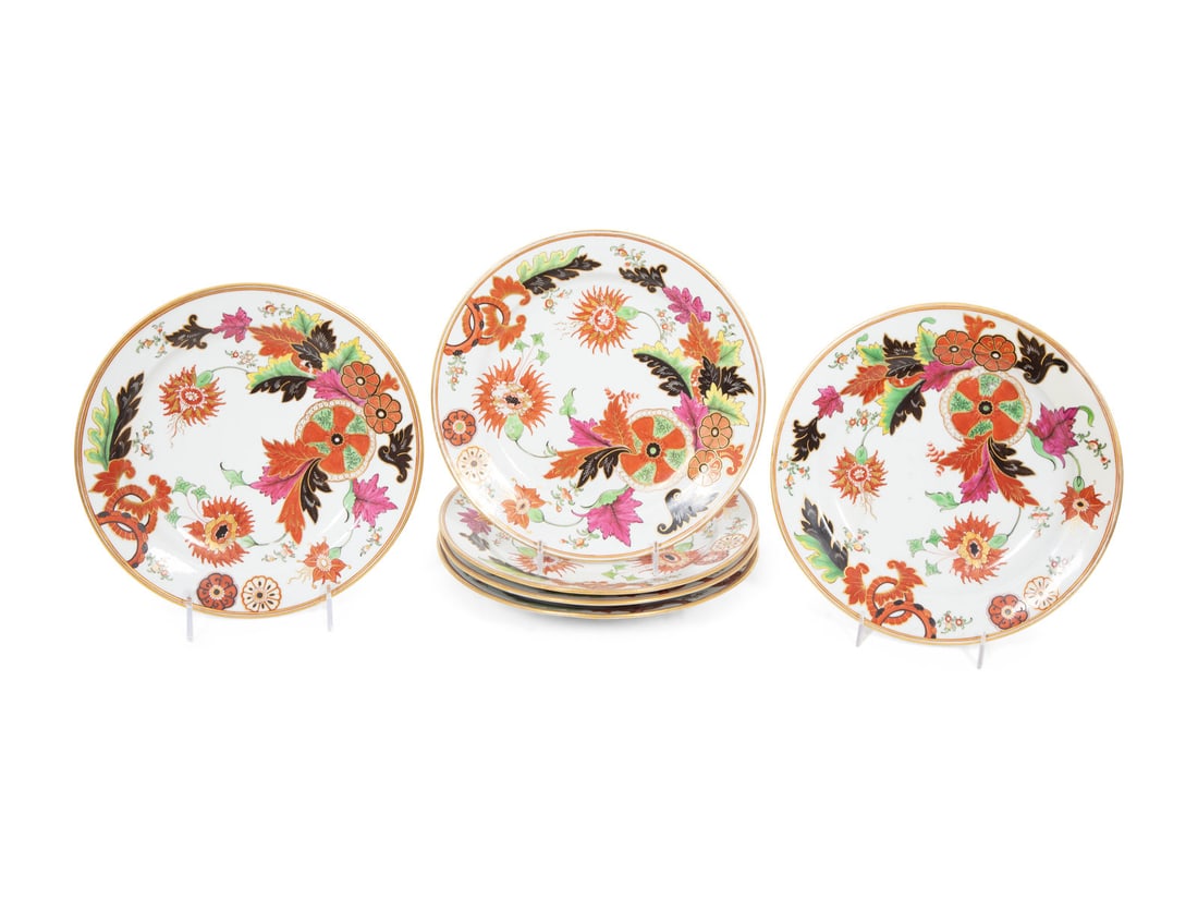 A Set of Six Pseudo-Chinese Export Porcelain Tobacco Leaf Plates (1 of 4)