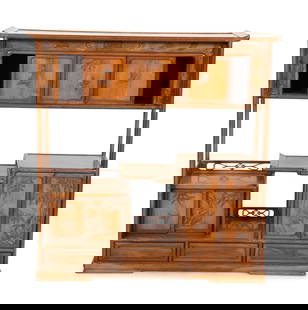 A Chinese Carved Hardwood Display Cabinet: A Chinese Carved Hardwood Display Cabinet Late 19th/Early 20th Century Height 45 1/2 x width 44 1/4 x depth 13 inches. This lot is located in Palm Beach.