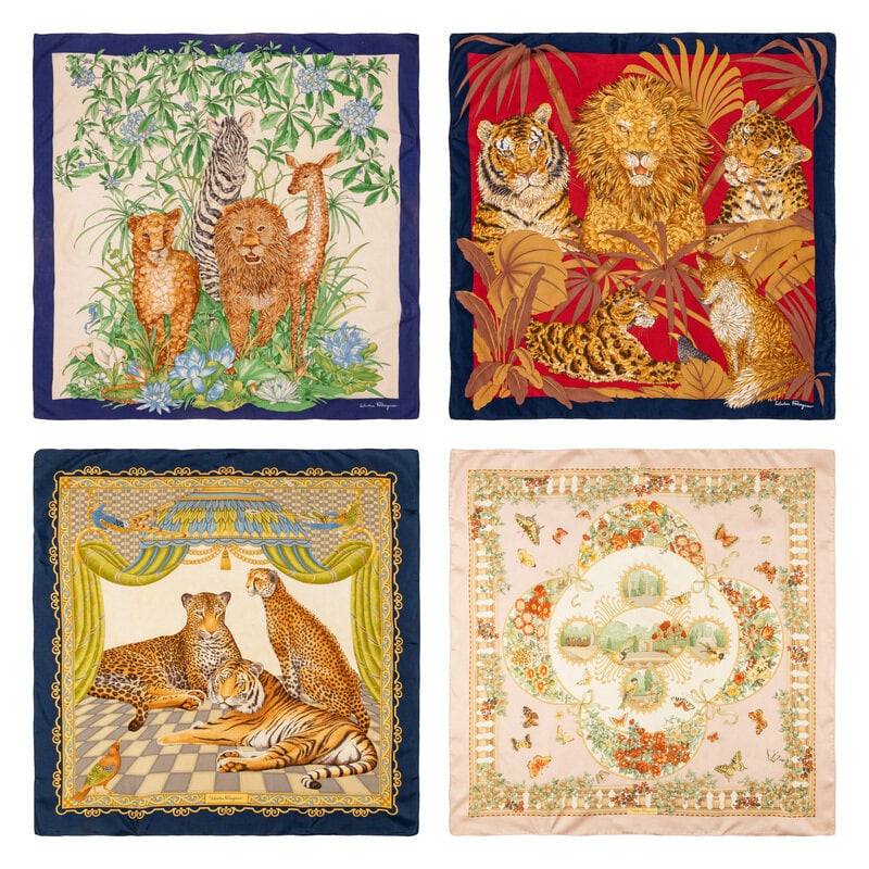 Four Salvatore Ferragamo Scarves (1 of 5)