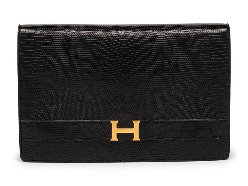 Hermès Annie Clutch in Black Lizard, 1978 (1 of 6)