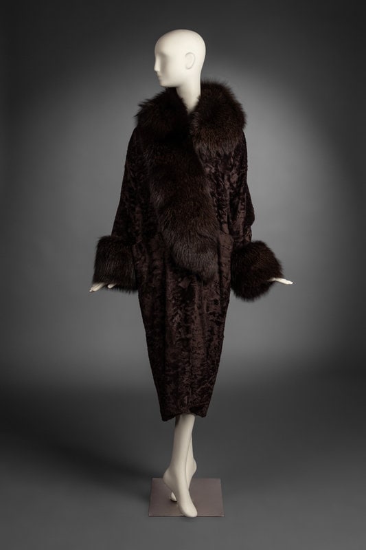 Bob Mackie Faux Astrakhan Coat with Fox Fur Trim, 1980s  (1 of 4)