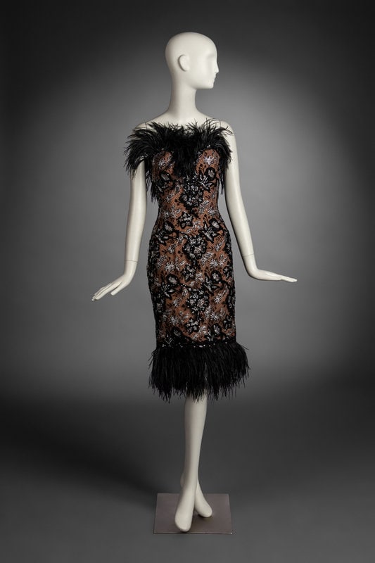 Bob Mackie Ostrich Feather Strapless Dress, 1980-90s  (1 of 4)