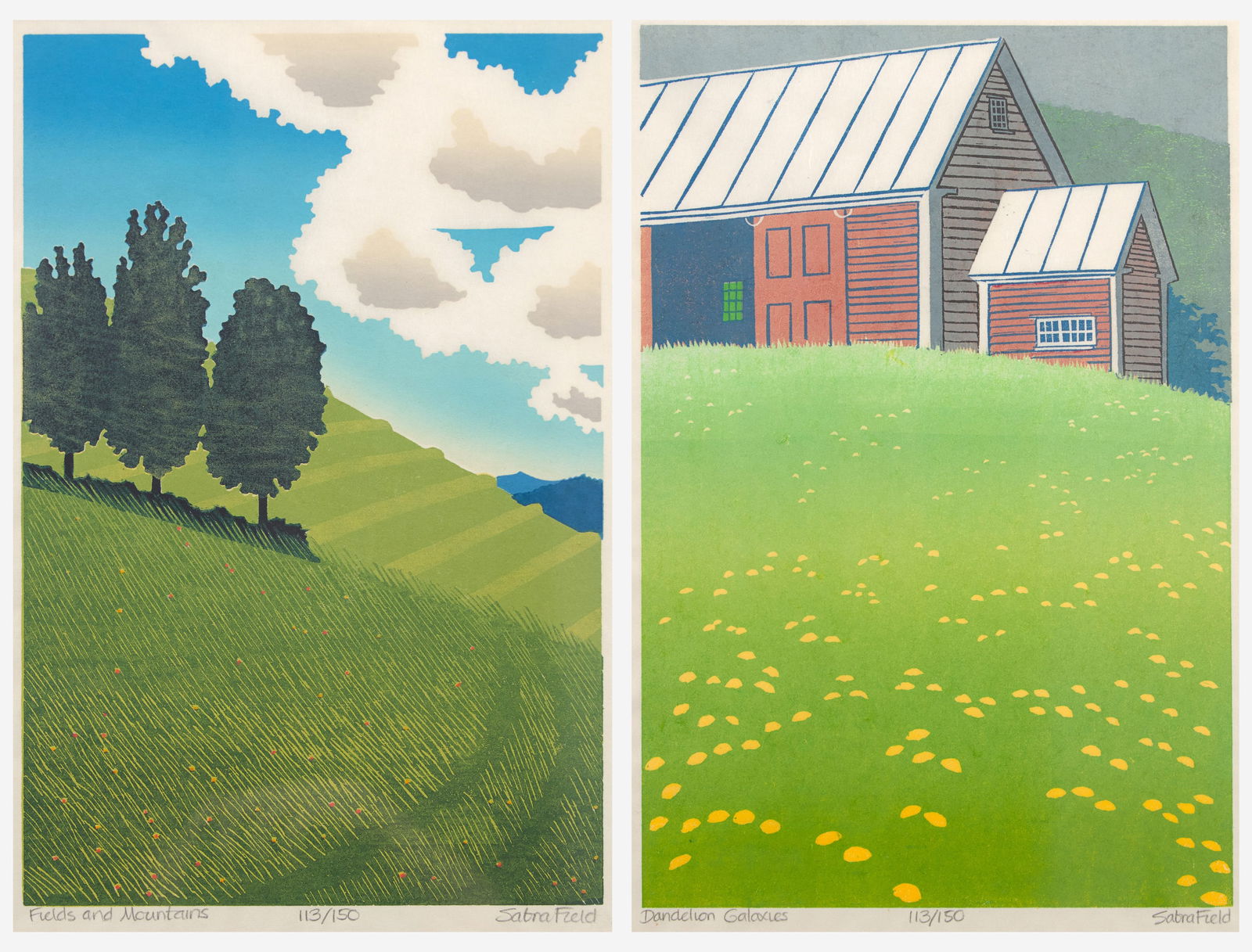 Sabra Field (American b.1935) - Fields and Mountains together with Dandelion Galaxies (1 of 3)