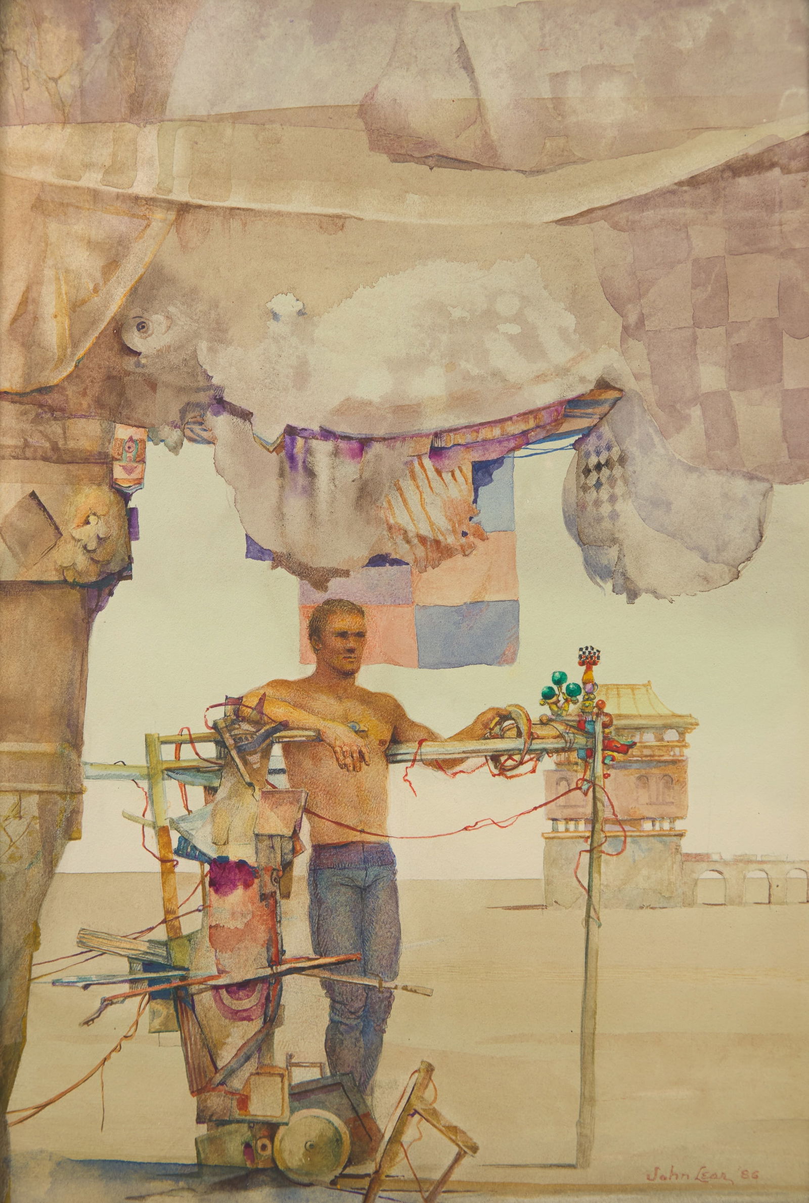 John B. Lear (American, 1910–2008) - Man Standing: John B. Lear (American, 1910–2008) - Man Standing Signed and dated ‘John Lear 85' lower right, watercolor on paper 14 ½ x 10 in. (35.6x25.4cm) Provenance Private Collection, North Car