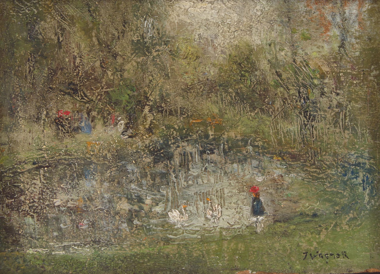 Frederick R. Wagner (American, 1864–1940) - Park Scene: Frederick R. Wagner (American, 1864–1940) - Park Scene Signed 'F Wagner' bottom right; also inscribed verso, oil on board 6 ¾ x 8 in. (17.3x20.3cm) Provenance Private Collection, Penn