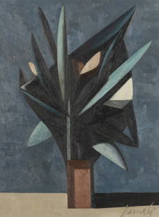 Duilio (Dubè) Barnabè (Italian, 1914-1961) Sill Life in Blue, c. 1958: Duilio (Dubè) Barnabè (Italian, 1914-1961) Sill Life in Blue, c. 1958 oil on canvas signed Barnabè (lower right) 24 x 18 inches. Provenance: Niveau Gallery, New York