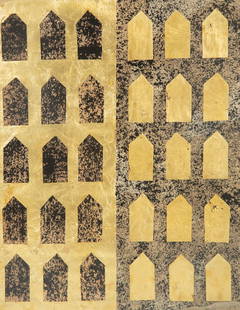 Zarina Hashmi (Indian/American, 1937-2020) Equal, 1990 : Zarina Hashmi (Indian/American, 1937-2020) Equal, 1990 mixed media collage on craft paper signed Zarina and dated (lower right); signed (verso) 27 x 21 inches. This lot is located in Palm Beach. Prove