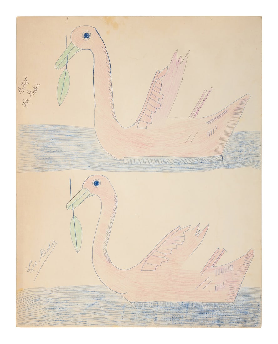 Lee Godie
(American, 1908-1994)
Untitled (Pink Birds) (1 of 5)