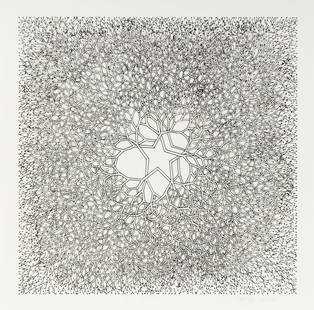Ruth Asawa (American, 1926-2013) Desert Star (P.004, Tied wire tree with asymmetrical five pointe: Ruth Asawa (American, 1926-2013) Desert Star (P.004, Tied wire tree with asymmetrical five pointed star in center branching to an enclosed square), 1987 offset lithograph signed and dated in pencil; b