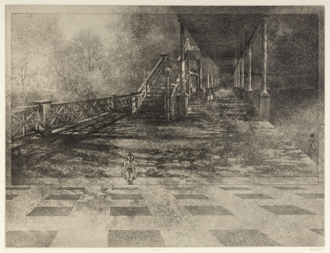 Peter Milton (American, b. 1930) Passage I, 1971: Peter Milton (American, b. 1930) Passage I, 1971 etching and engraving signed, titled, dated, and numbered 1/125 in pencil 17 7/8 x 23 5/8 inches. Provenance: The Philip and Suzanne Schiller Collectio