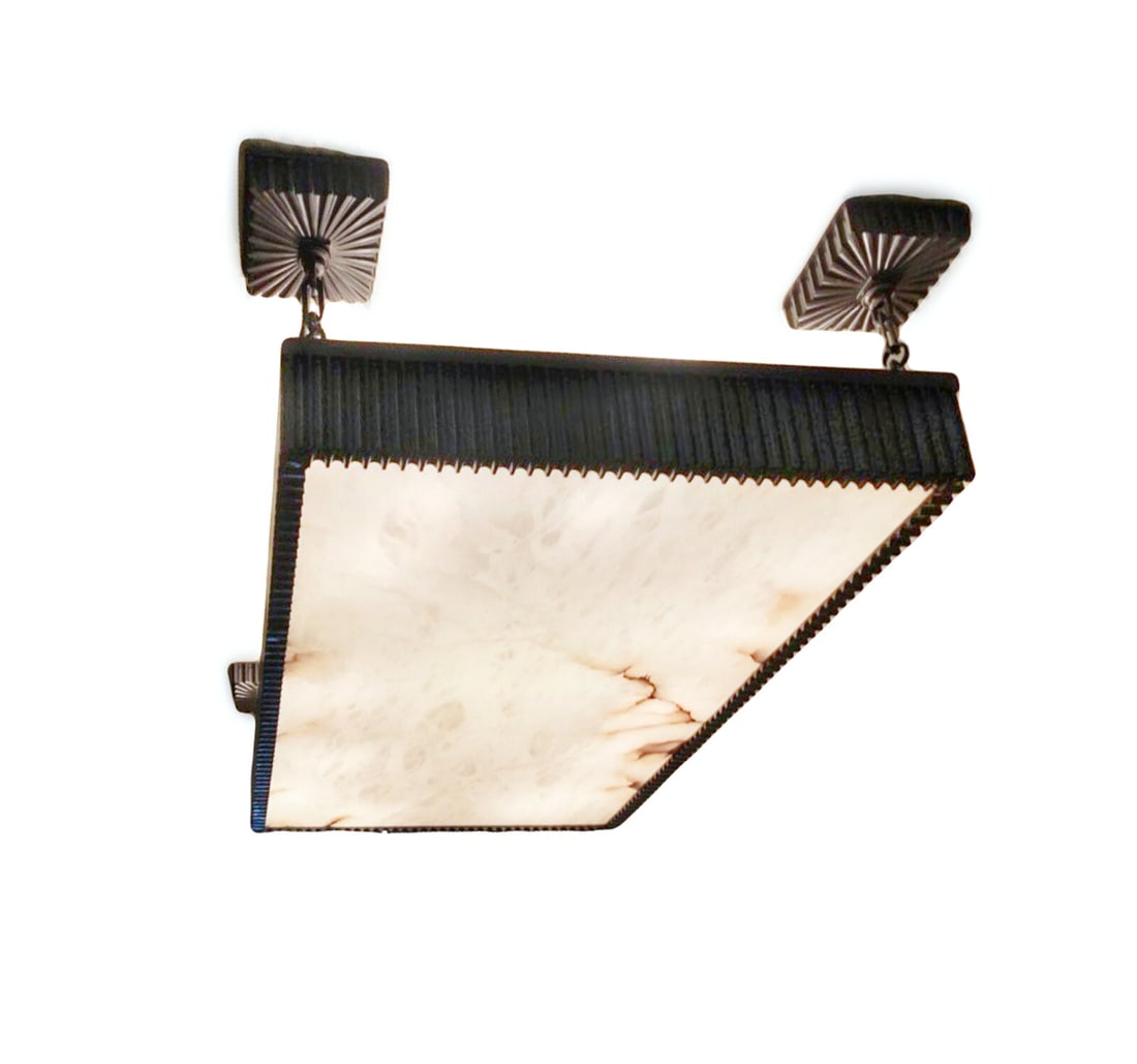 A Jean Karajian Bronze and Alabaster Ceiling Fixture (1 of 6)