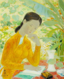 L&#234; Ph&#7893; (Vietnamese, 1907-2001): L&#234; Ph&#7893; (Vietnamese, 1907-2001) La Reverie oil on canvas signed (lower left) 24 x 20 inches. Provenance: Wally Findlay Galleries (labeled verso)