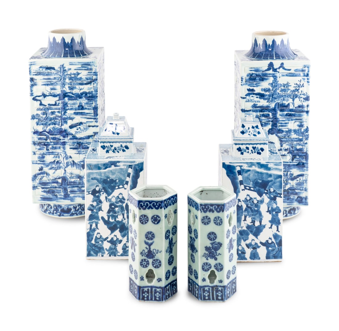Three Pairs of Chinese Blue and White Porcelain Vases (1 of 11)