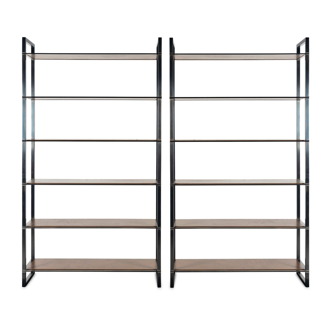 A Pair of John Boone Steel and Leather Etageres (1 of 10)