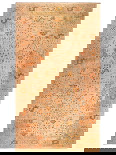 An Oushak Wool Carpet: An Oushak Wool Carpet Mid-20th Century 18 feet 5 inches x 10 feet 1 inch.