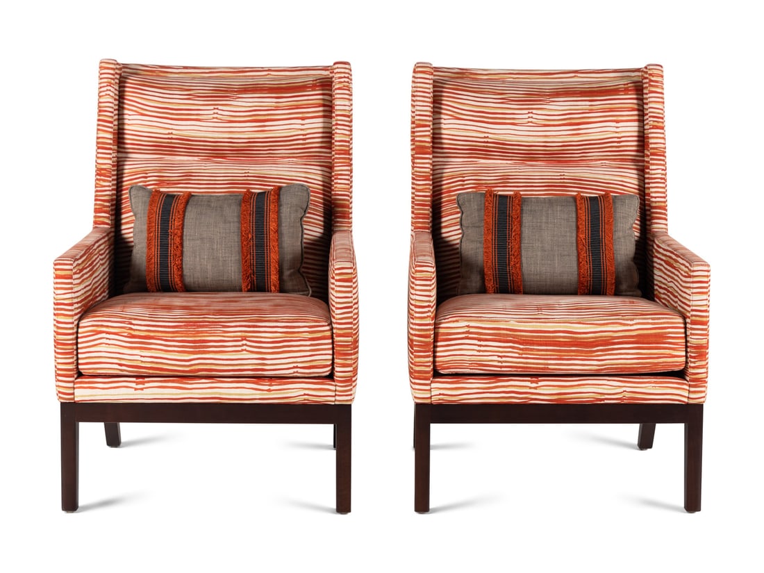 A Pair Of Troscan Design Galway Chairs With Custom Upholstery Auction