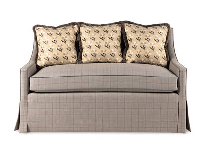 A George Smith Paris Sofa with Custom Upholstery: A George Smith Paris Sofa with Custom Upholstery with three associated pillows. Height 35 x width 59 x depth 31 1/2 inches.