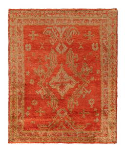 An Oushak Wool Rug: An Oushak Wool Rug Late 19th Century 4 feet 8 inches x 3 feet 10 inches.